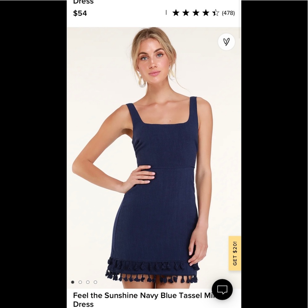 Like-new size medium blue dress with tassels from Lulu’s